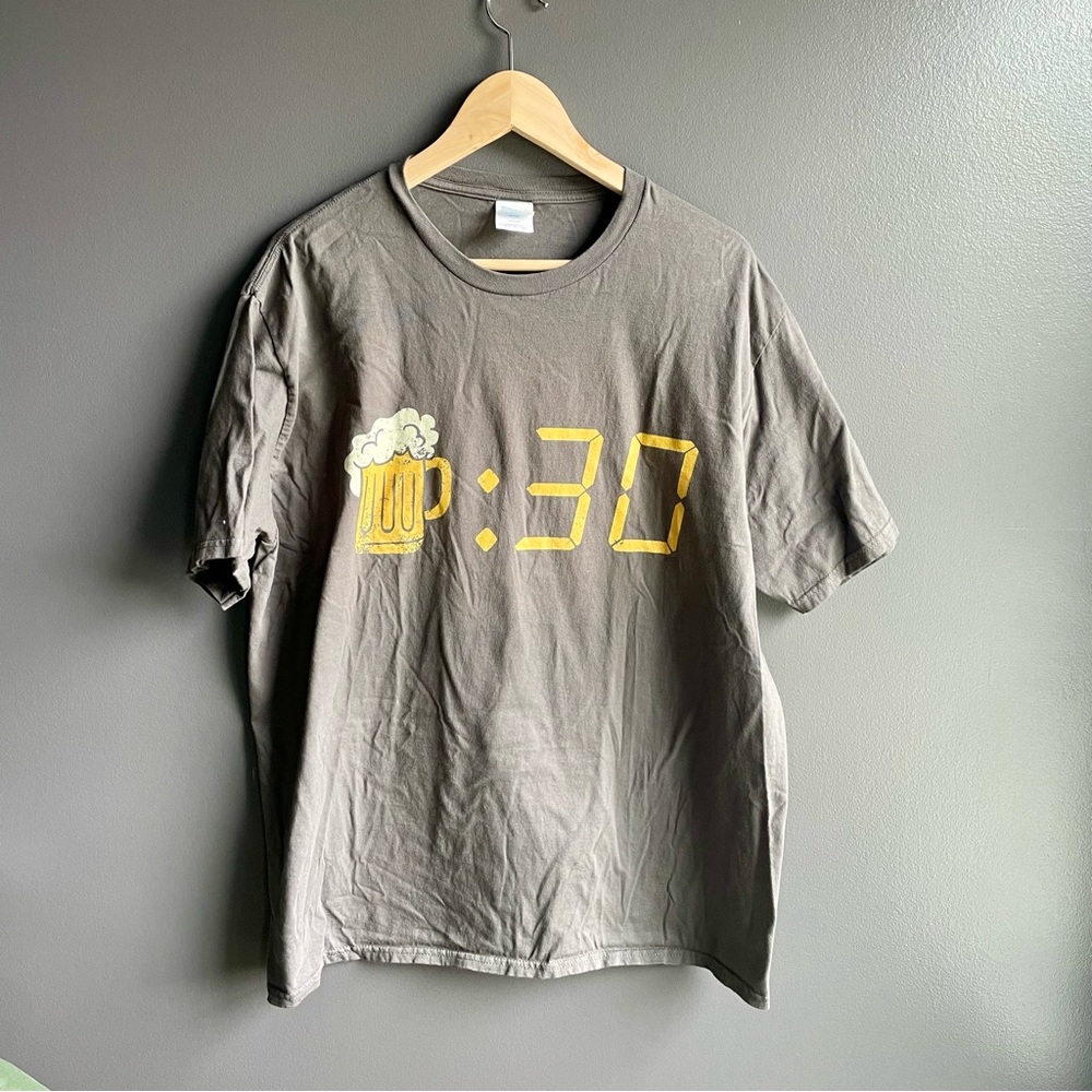 Port & Company Charcoal Gray Short Sleeve Tee with Beer Thirty Logo Size XL